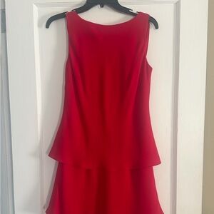Evan Picone Vibrant Red Layered Mini Dress size 4 vintage cocktail dress